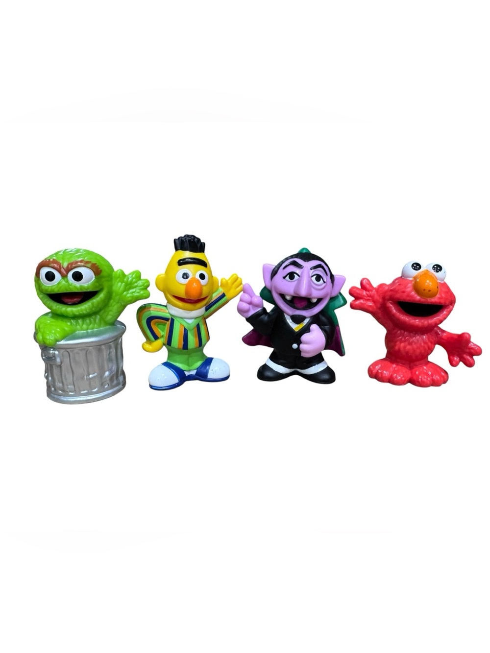 Vintage Sesame Street Mini Figure Lot- Oscar, Bert, Count Von Count, Elmo 4pcs